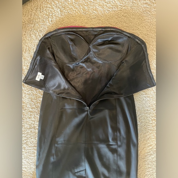 Cache Satin Pink & Red Colorblock Strapless Knee Length Cocktail Dress - Sz 6 - Picture 3 of 4